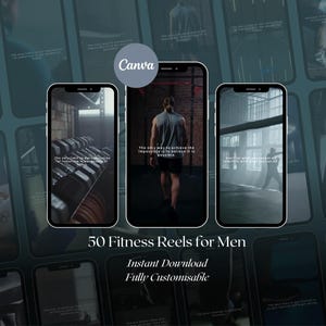 50 fitnessmolens voor heren: video&#39;s over fitnessmotivatie (canva, digitale download)