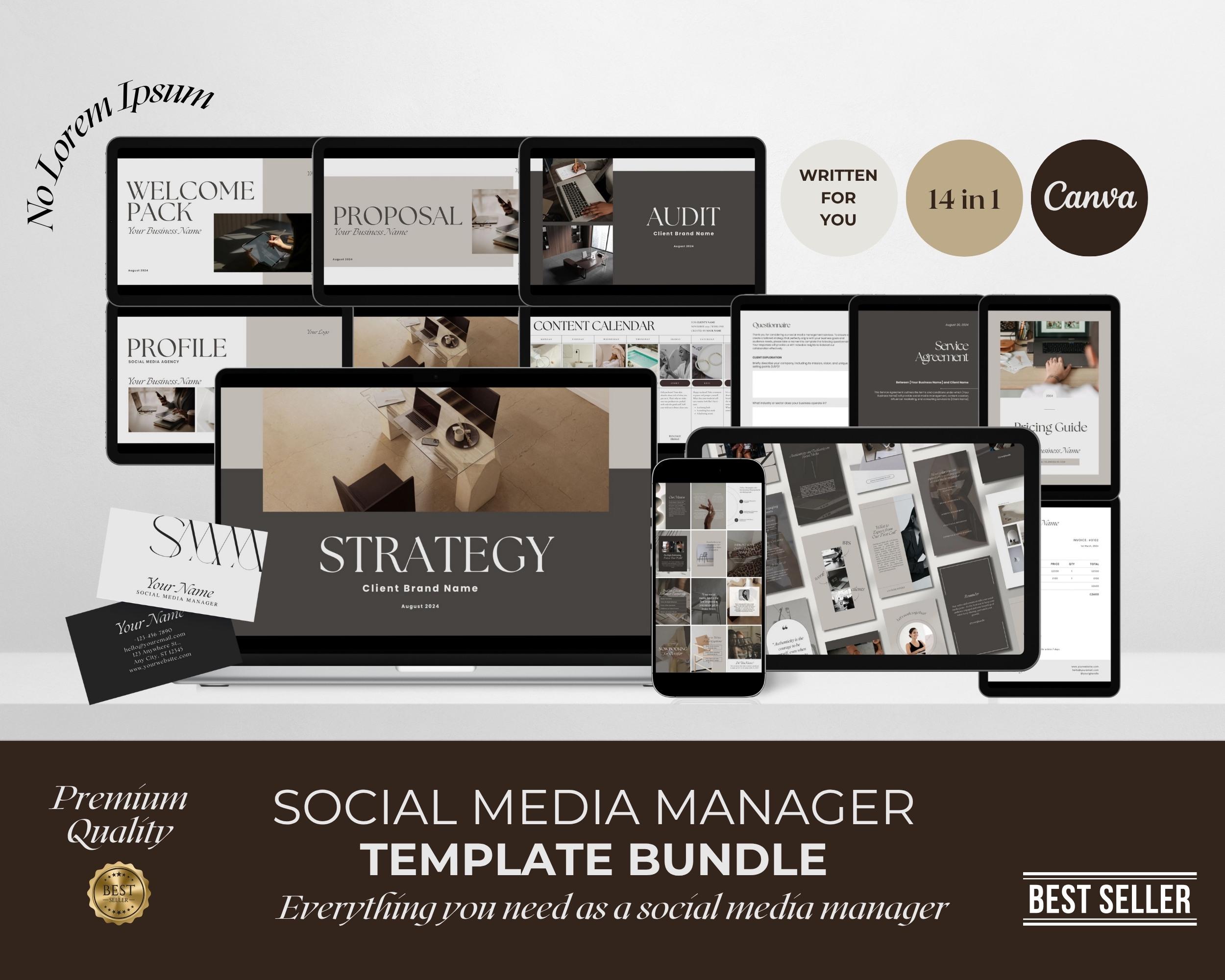 Social Media Manager Canva Template Bundle: Strategy, Audit, Proposal ...