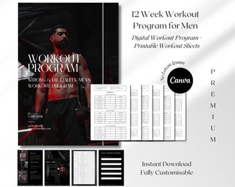 12-Week Workout Program for Trainers: Customizable Fitness Plan (Digital Download, Canva Template)