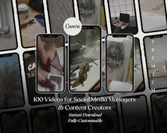 Faceless Video Clips | 100 Social Media Reels, Customizable in Canva (Digital Download)