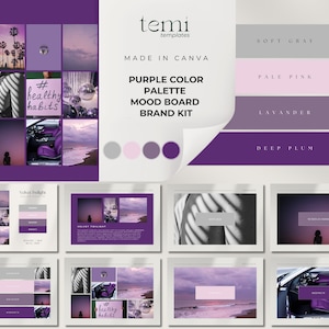 Paleta de colores con códigos hexadecimales Paleta de colores morados Paleta de colores moderna Esquema de colores Combinaciones de colores Kit de marca empresarial Moodboard A4