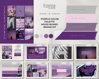 Paleta de colores púrpura: Moodboard de Velvet Twilight (Plantilla A4 de Canva)