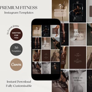 50 PREMIUM Contemporary Fitness Templates Instagram Posts Personal Trainer Canva Templates Fitness Coach Instagram Posts Fitness IG Posts