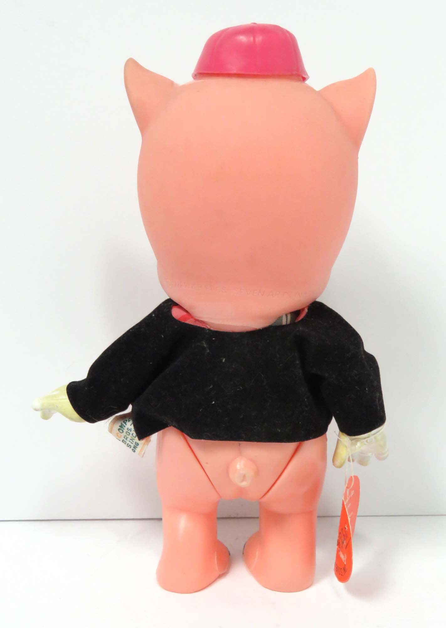 Dakin Porky Pig Vinyl Doll 1970 w Tag/ Vintage Warner Bros Looney