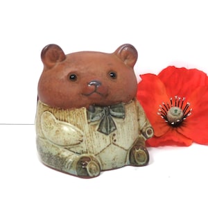 Vintage UCTCI Hanni Bear Napkin Letter Holder/ Stoneware Pottery Teddy Bear Kitchen Decor/ Made in Japan