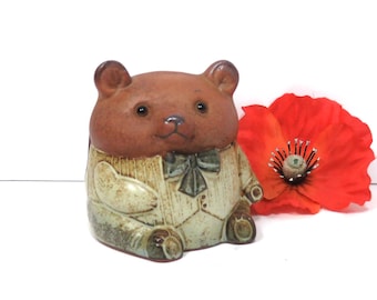 Vintage UCTCI Hanni Bear Napkin Letter Holder/ Stoneware Pottery Teddy Bear Kitchen Decor/ Made in Japan