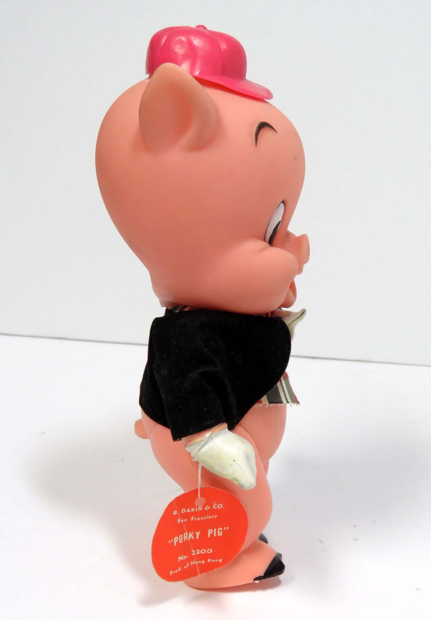 Dakin Porky Pig Vinyl Doll 1970 w Tag/ Vintage Warner Bros Looney