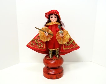 VTG Santo Nino Infant Jesus of Prague Doll Figurine 10"H Glass Eyes/ Antique Catholic Religious Figure