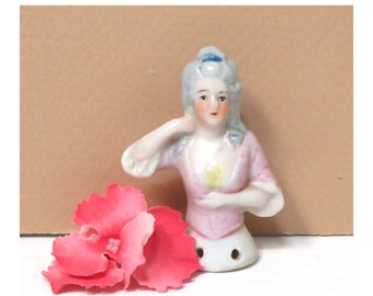 VTG Porcelain Bisque Half Doll/  Marie Antoinette Lady Figurine/ Made in Japan