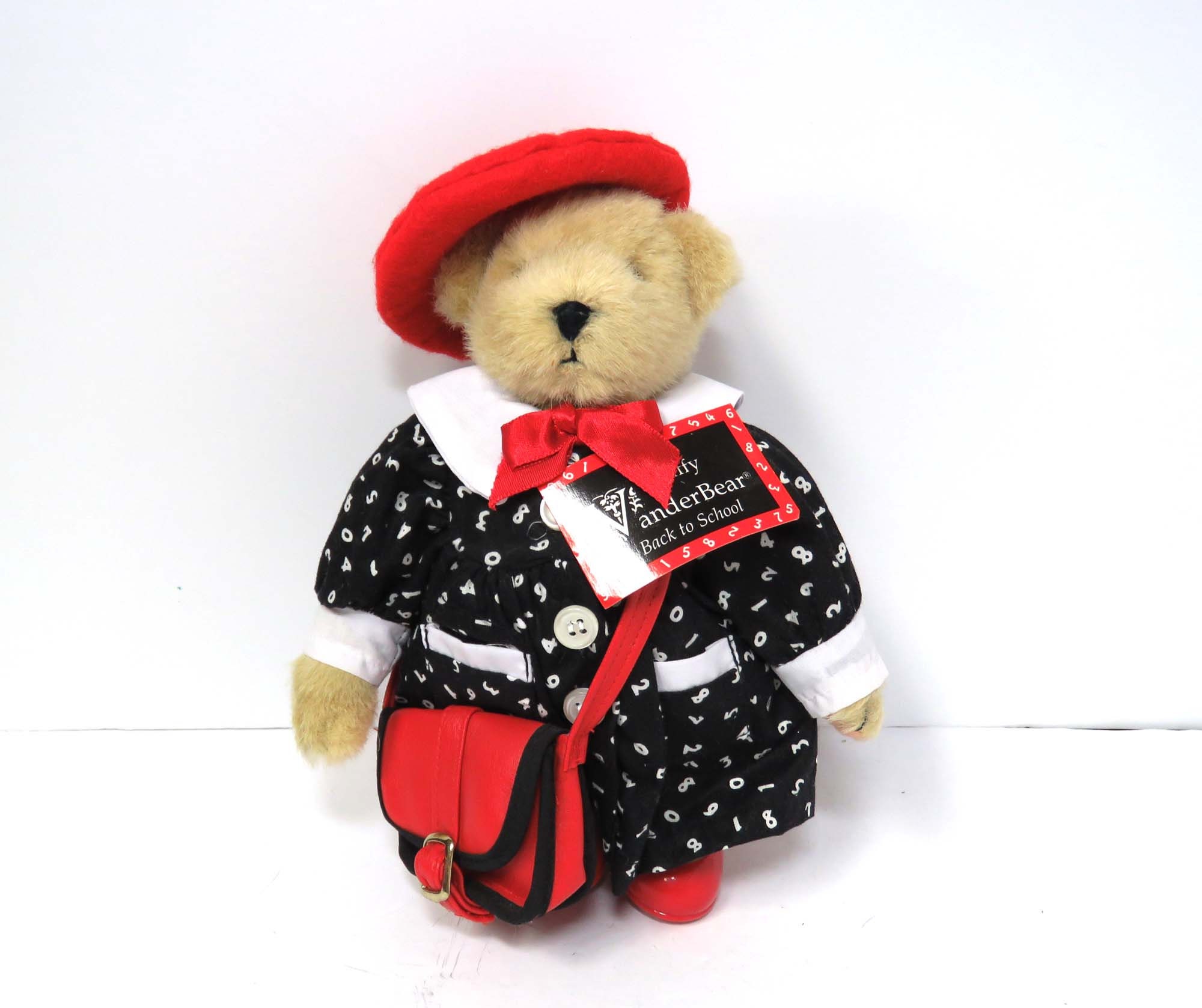 キャリコ・ベア 赤い服 木製スタンド付き