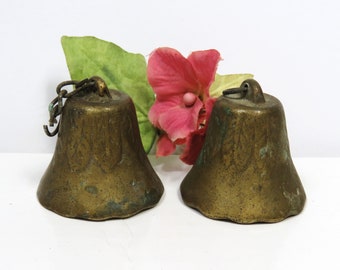 Vintage Brass Bell- Shaped Pulls/  Antique Handles for Ceiling Light Cord, Curtain, Drapes