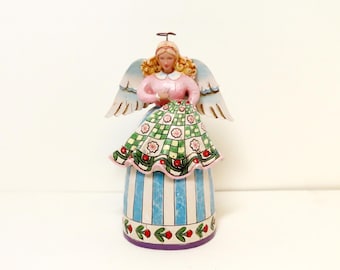 Jim Shore 2006 "Stitch and Sew" Quilting Angel Figurine Heartwood Creek