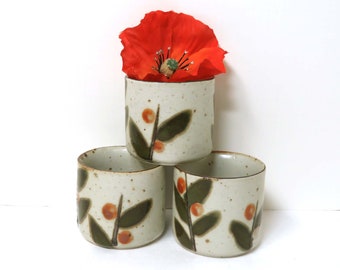 Otagiri "Bittersweet" Sake or Tea Cups / Set of 3/ Japan Hand CraftedVintage Retro Ceramic Pottery