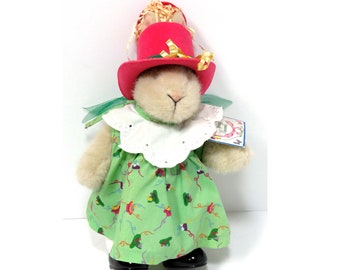 Hoppy Vanderhare in "Spring Bonnets" Easter Outfit / Vintage NABC 8" Plush Bunny Rabbit Collectible