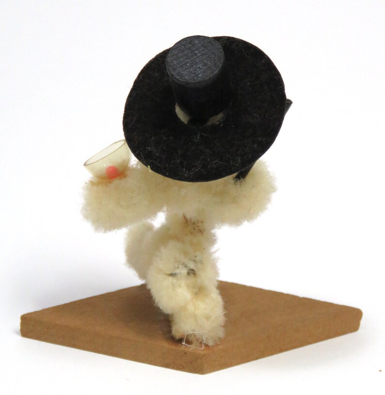 Vintage Chenille Tipsy Dog w Top Hat /& Martini Vintage Cocktail Bar Humor figurine Airedale Puppy Miniature