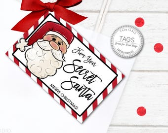 Printable Secret Santa Gift Tags: Editable Christmas Holiday Template (PDF Download)