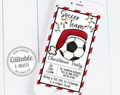 Soccer Team Christmas Party Smartphone Invite, Soccer Holiday Celebration Info, Editable Text (Digital Download)