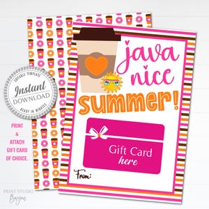 Coffee Gift Card Holder Printable, Bonus Holiday Clip Art Included, Year-Round Gift, Instant Download