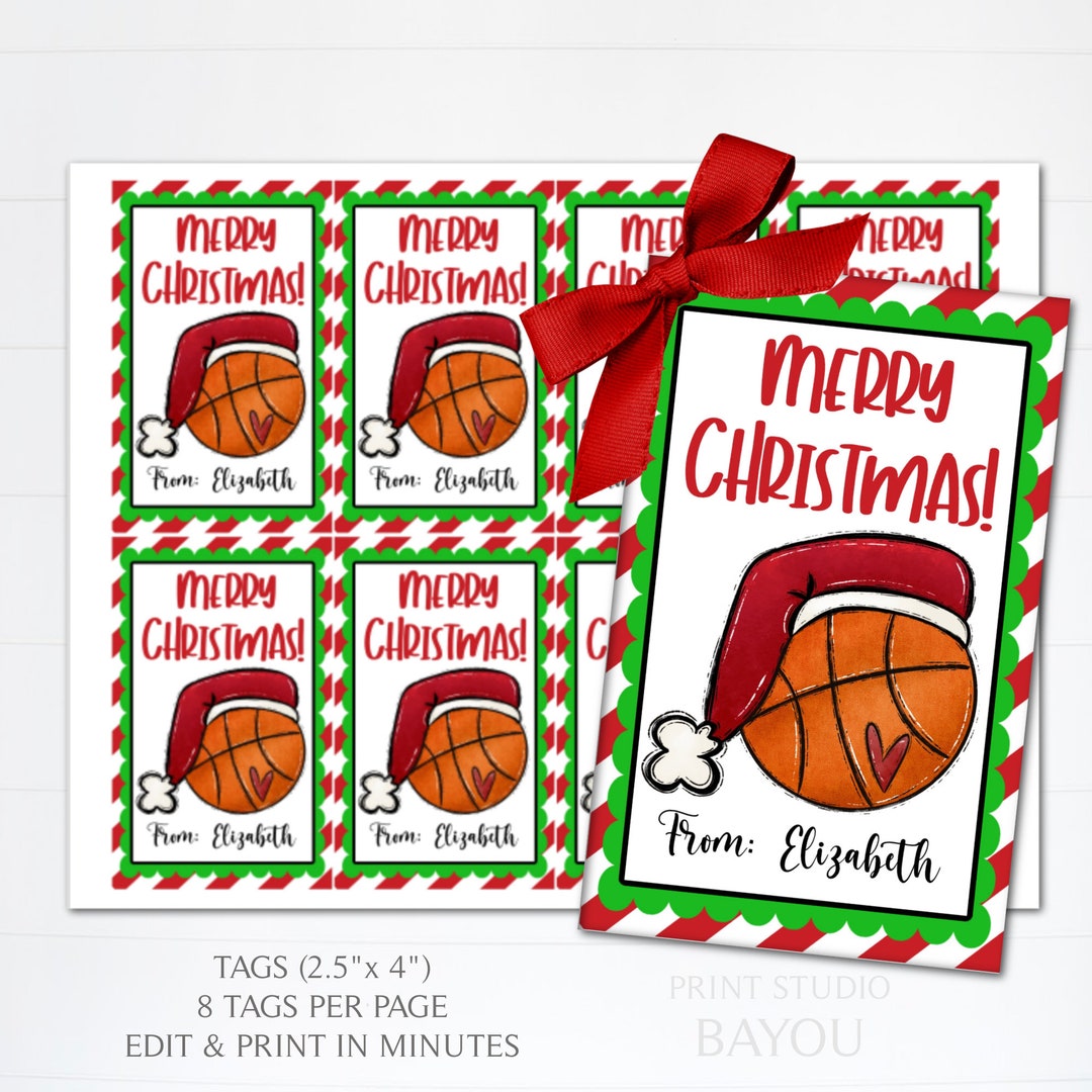 Basketball Christmas Gift Tags, Basketball Themed Tags, Teammate Gifts