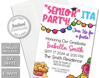 Seniorita Graduation Party Invitation, Fiesta Theme, Printable & Text Invite, Instant Download