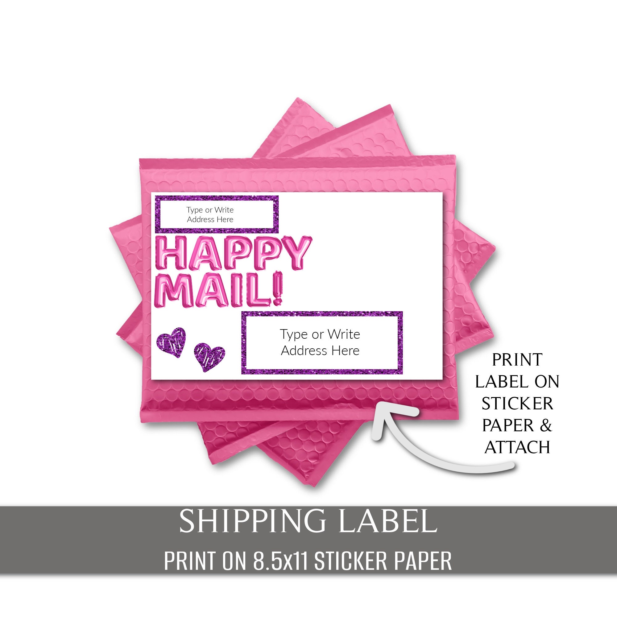 PRINTABLE Happy Mail Label, Envelope Label, Box Label, Business Shipping Label, Address Labels, Nail Mail, Birthday Label, Instant Download