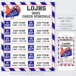 Customizable Cheer Schedule, Cheer Calendar, Cheerleading Competition Schedule, Cheerleader Planner, Printable, Editable, Digital Template