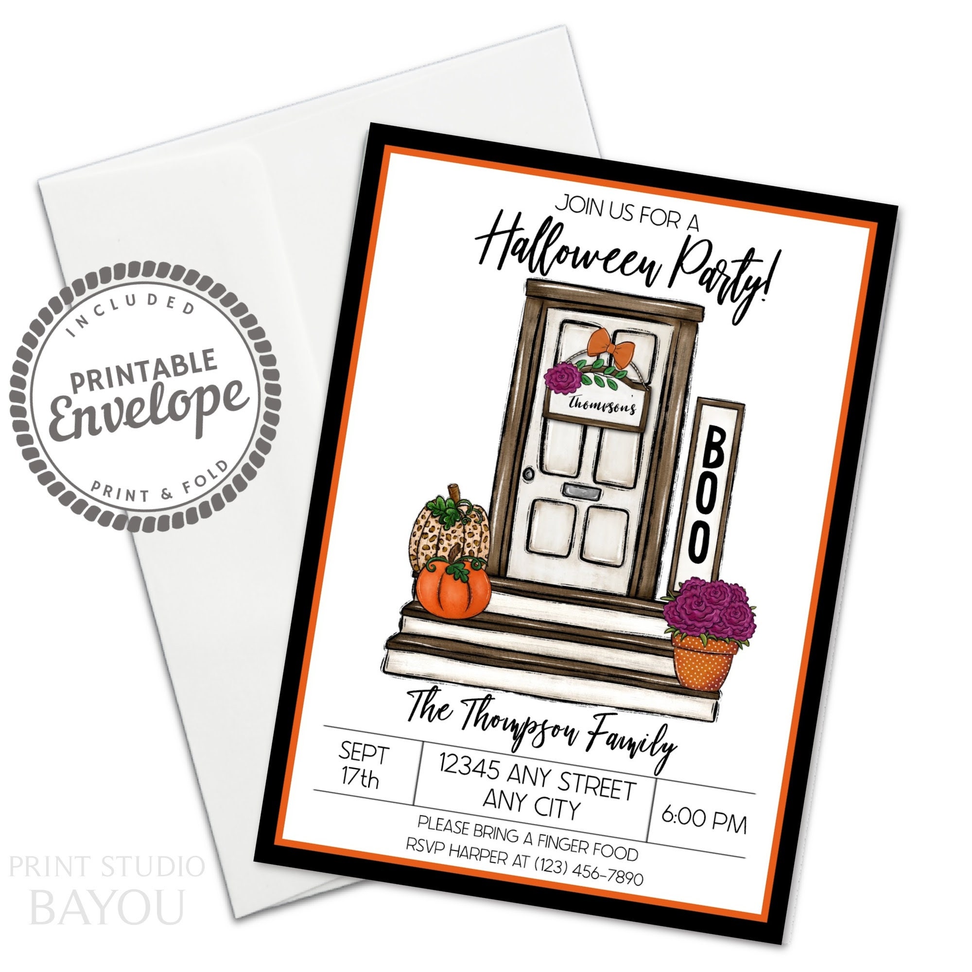 Printable Halloween Party Invitation, Halloween Party E-invite, Trick ...