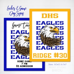 Eagles Mascot Locker Signs, Game Day Signs, Fan Signs, Pep Rally Signs, Sports Banquet Signs, Sports Decor, Printable, Editable Template