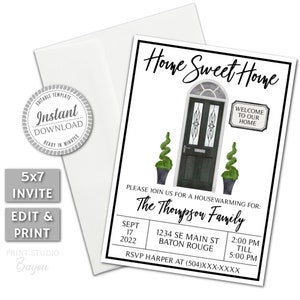 Home Sweet Home Invitation, Housewarming Party, First Home Announcement, E-Invite, Invite Bundle, Editable Template, Printable