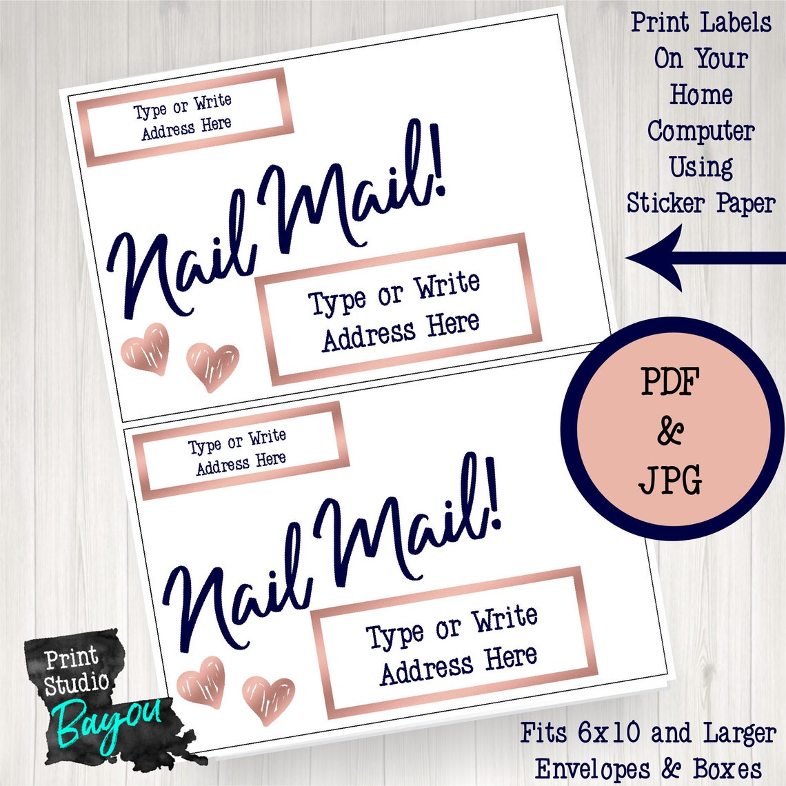 Nail Mail Stylist Supplies PRINTABLE Address Label Nail Etsy
