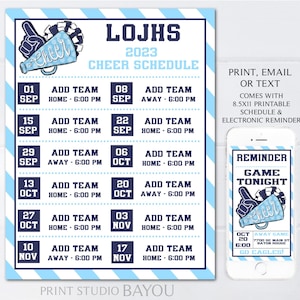 Printable Cheer Schedule, Game Reminder Text, Editable Cheer Calendar, Flyer, Bundle, Editable, Digital Template, Instant Download