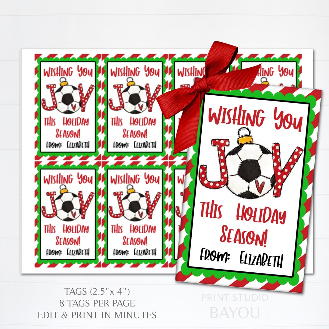 Soccer Christmas Gift Tags Holiday Soccer Themed Tags End of Etsy