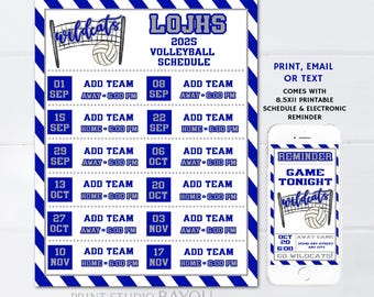 Editable Volleyball Schedule Template: Team Colors, Game Reminders (Digital Download)