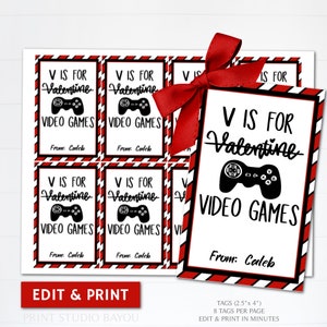 Etiquetas de videojuegos para San Valentín para imprimir, etiquetas para bolsas de regalos, etiquetas para fiestas en el aula, etiquetas para bolsas de golosinas, pegatinas para regalos de fiesta, plantilla editable