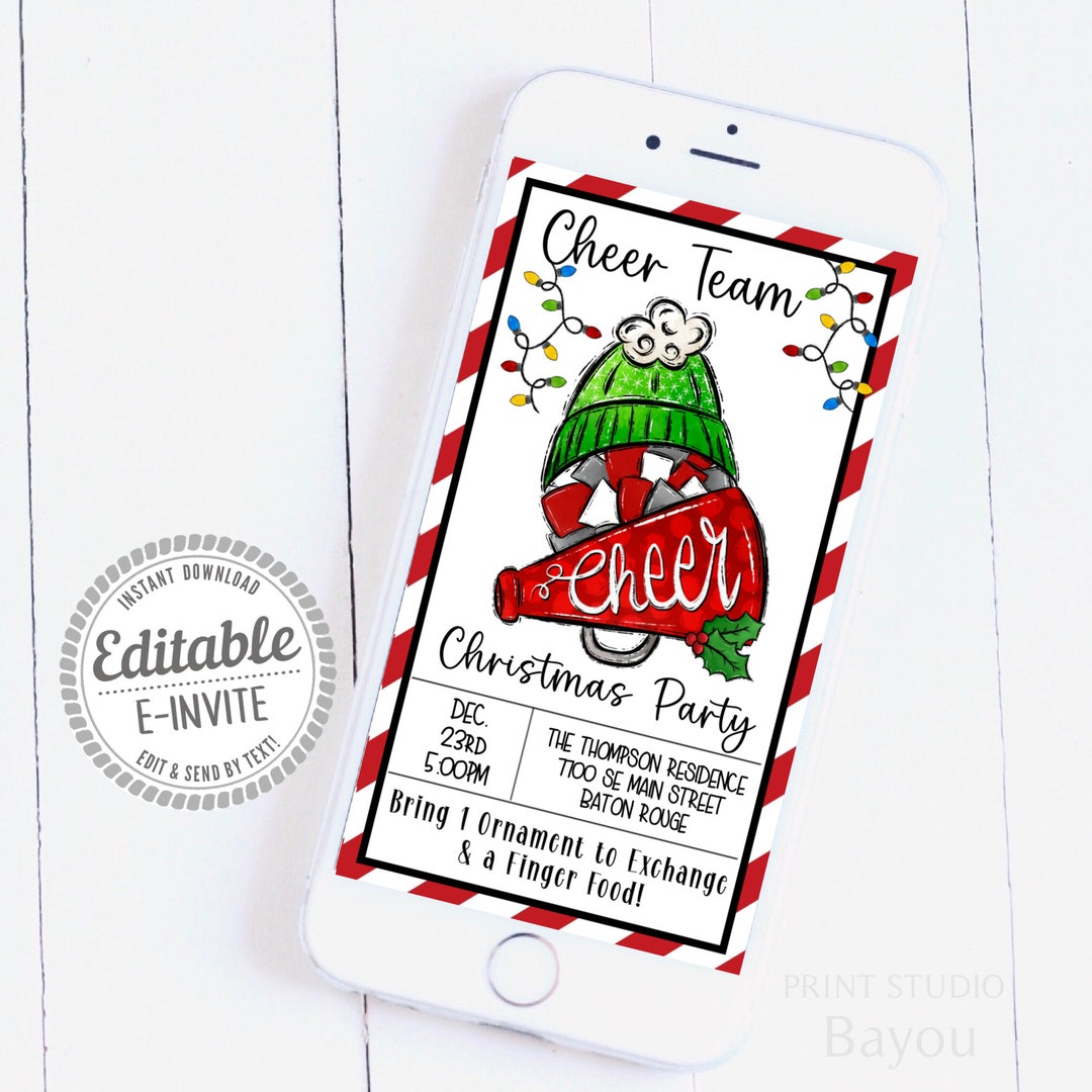 Cheer Team Christmas Party Einvite, Smartphone Invite, Party Details