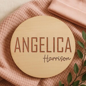 Custom Baby Name Sign, Engraved Wood Nursery Decor
