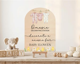 Decorate a Onesie Sign Boho Girl Baby Shower Activity, Onesie Decorating Station