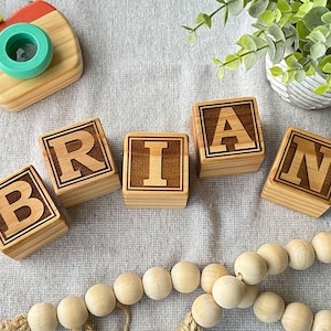 Personalized Wooden Name Blocks - Customizable Baby Name Decor - Personalized Gift for Baby Showers - Wooden Keepsake for Children