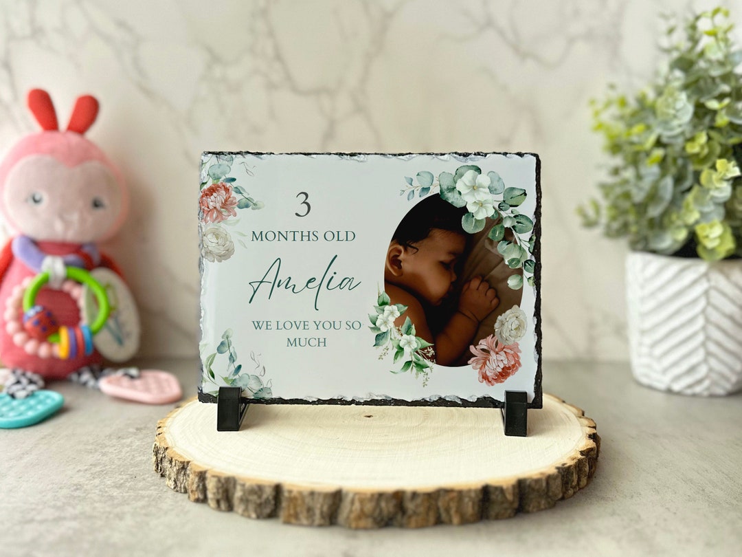 Personalized Baby Milestone Slate - Custom Photo & Month Marker ...