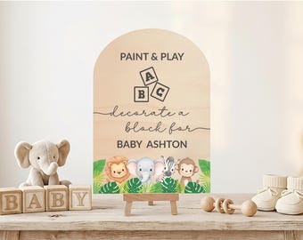 Safari Theme Decorate a Block Baby Shower Activity Sign