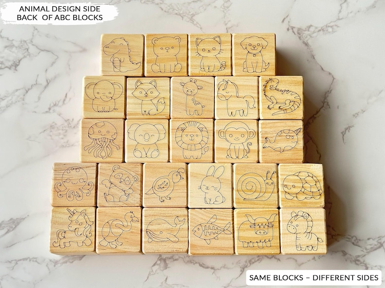 Animal Alphabet Wooden Blocks Baby Shower Activity: DIY Keepsake Game image 5