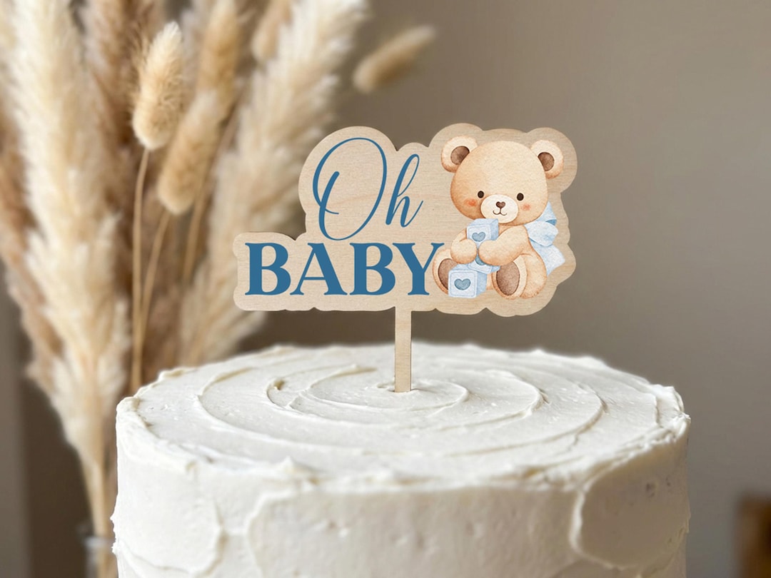 Baby Shower Cake Topper With Teddy Bear | Cake Decoration - Etsy