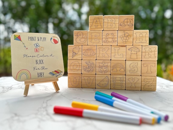 Baby Shower ABC Blocks Activity - DIY Alphabet Block Decorating Game for Baby Showers