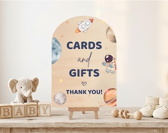 Outer Space Baby Shower Cards and Gifts Sign, Gift Table Sign, Astronaut Theme