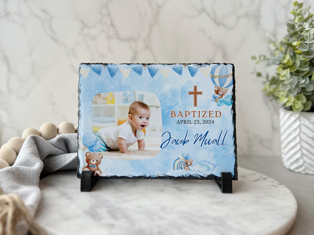 Custom Baptism Photo Slate Personalized Newborn Baby Gift Cherished ...
