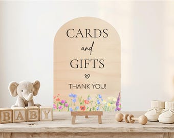 Wildflower Baby Shower Cards and Gifts Sign, Gift Table Sign, Spring Decor