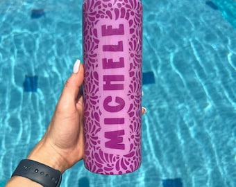 Personalized Talavera Tumbler: 20 oz Insulated Mexican Floral Cup