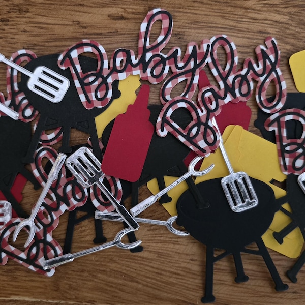 70 Baby Q Confetti: BBQ Baby Shower Decorations,