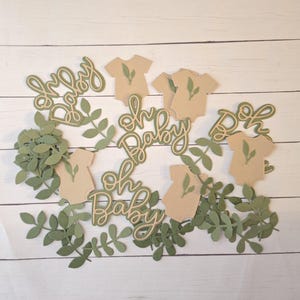 Greenery Confetti for Baby Shower Decor, Shades of Green Confetti, Gender Neutral Baby Shower