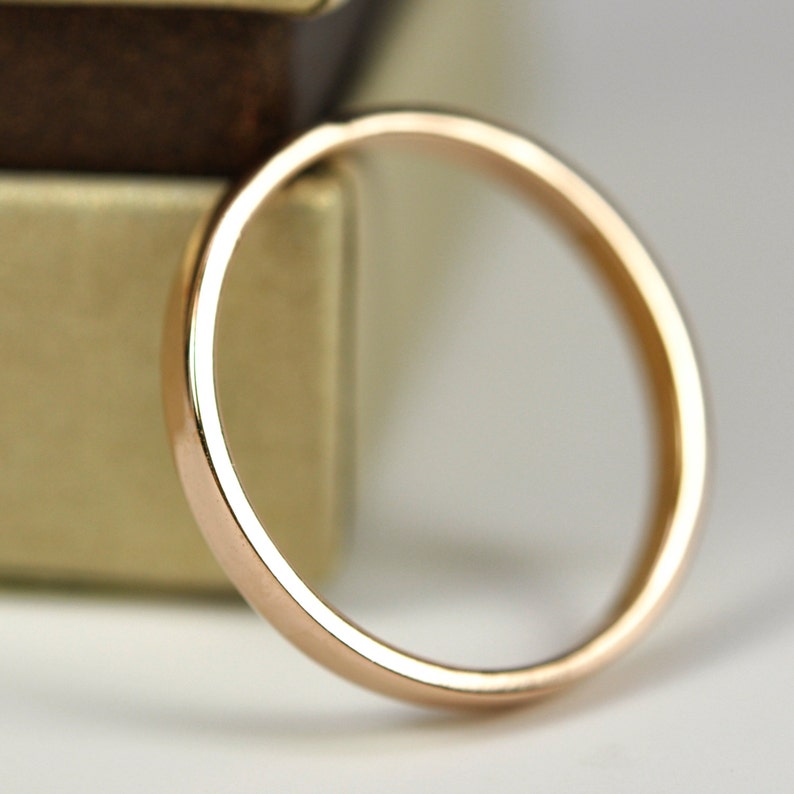 Rose Gold Wedding Band Simple Stacking Ring 18K Gold 2mm Etsy